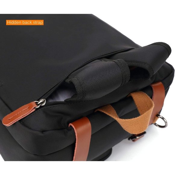 Men's Black Convertible Backpack fits 17.3 Inch Laptop - Picture 12 of 12